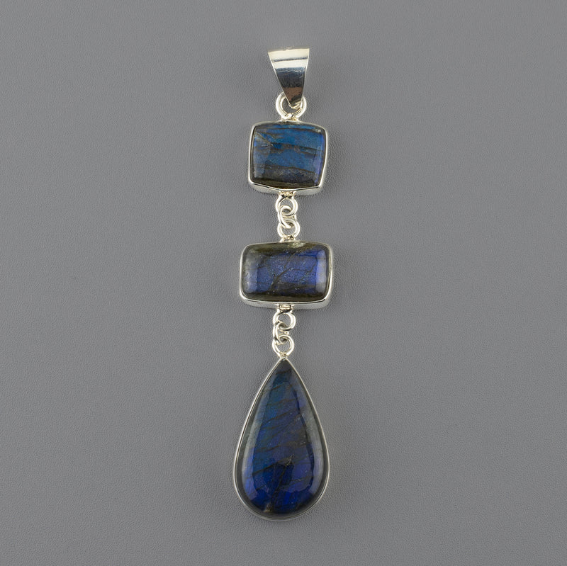 long labradorite triple stone pendant