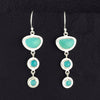 long silver and turquoise triple stone dangle earrings