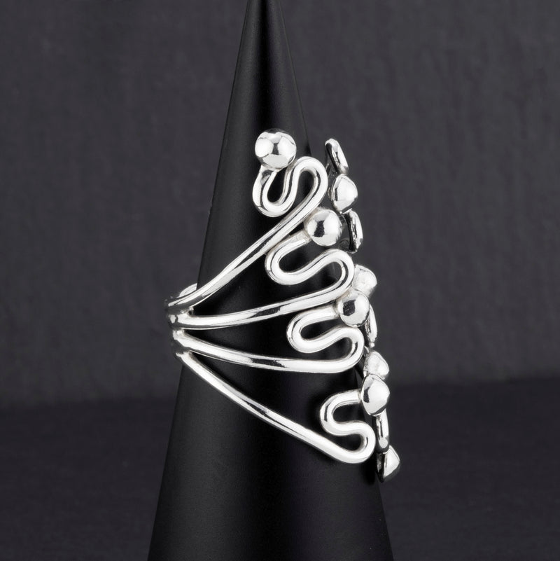 long unique sterling silver wiggle ring