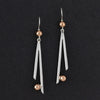 long sterling silver and copper drop earrings