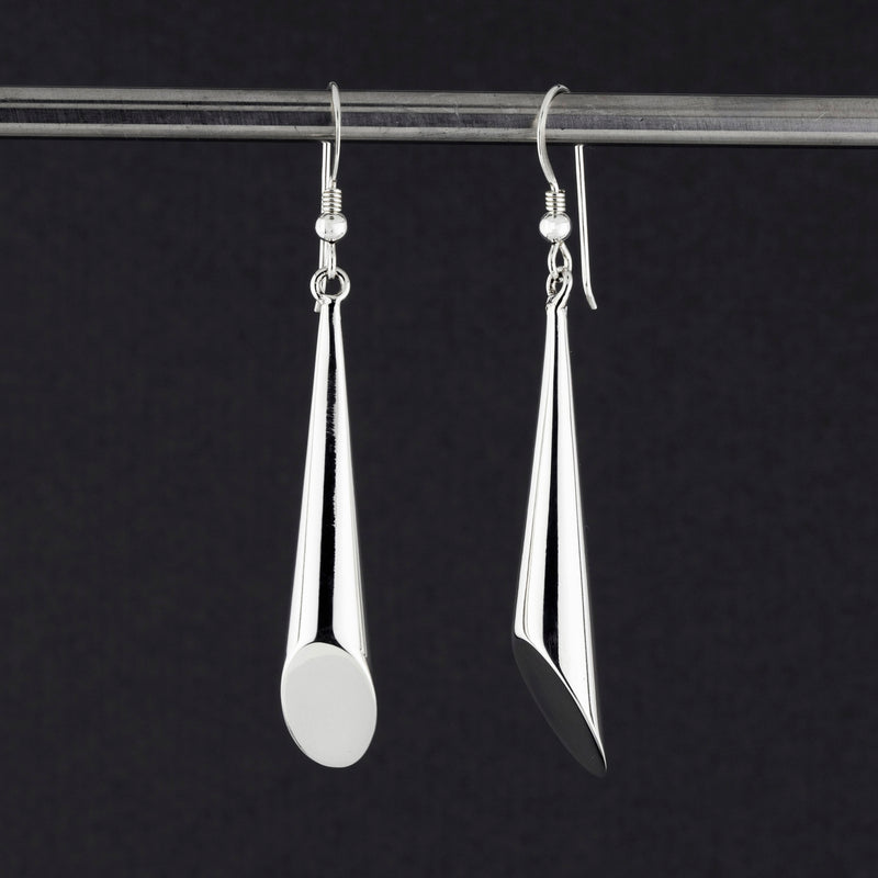 long sterling silver cone drop earrings