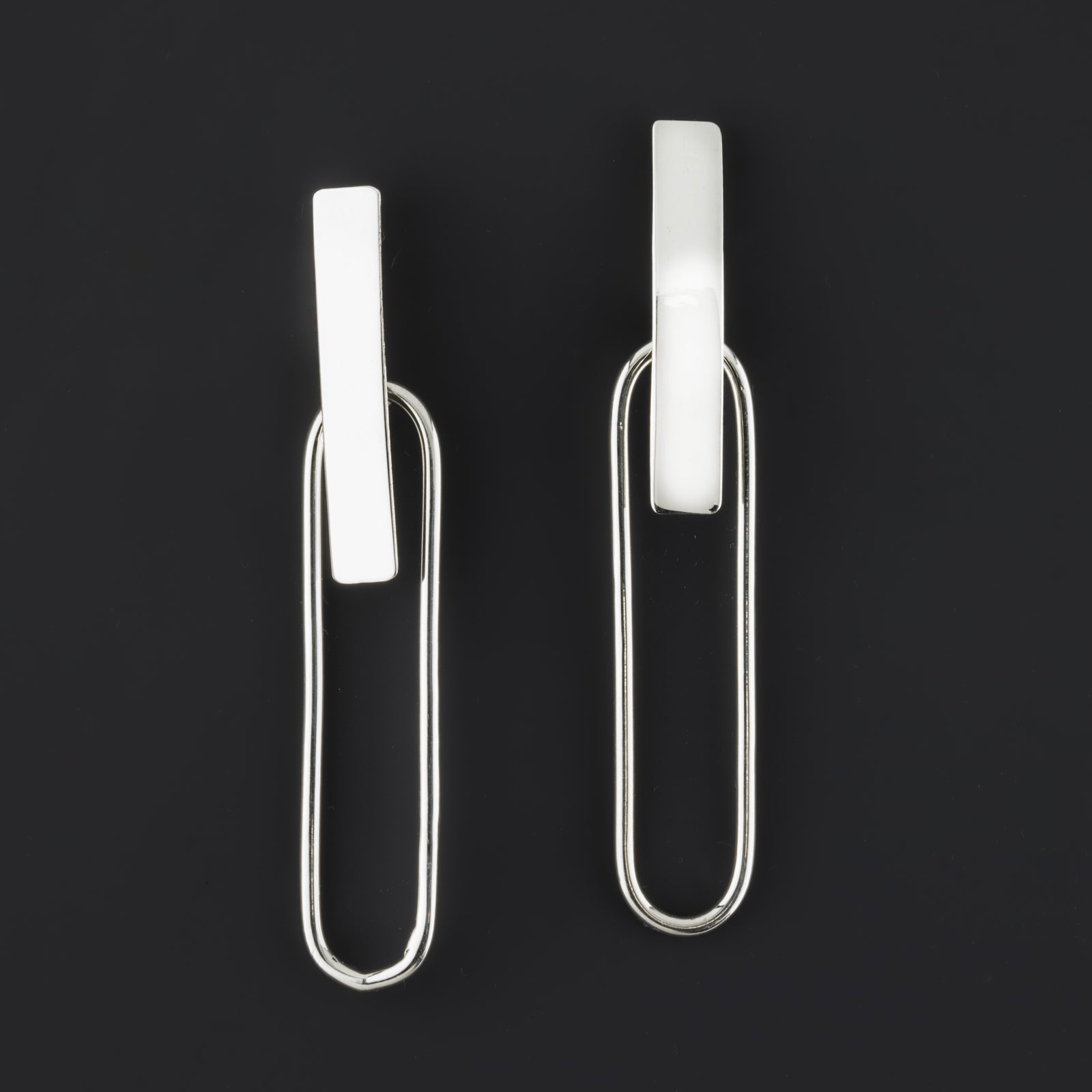 long sterling silver statement drop earrings