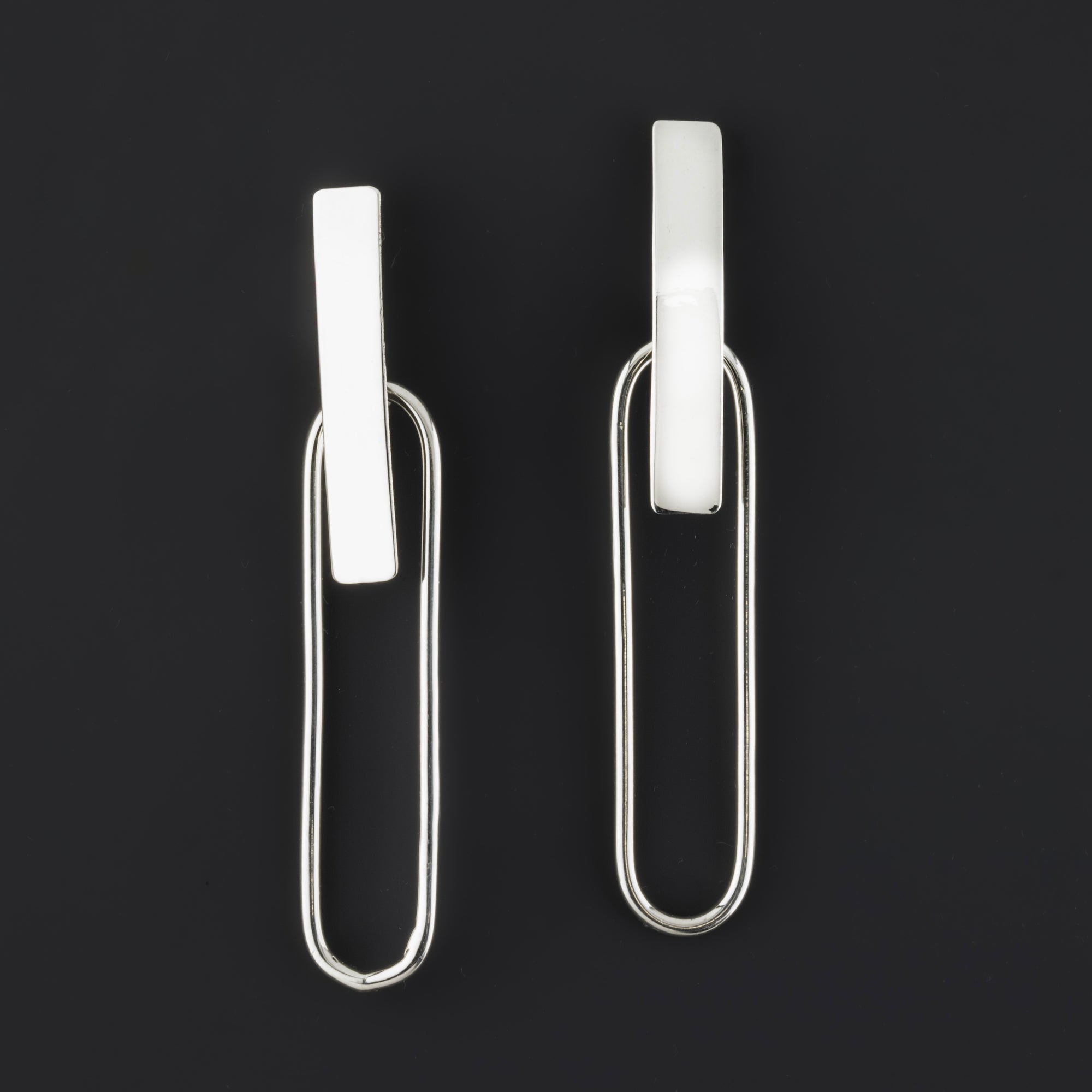 long sterling silver statement drop earrings