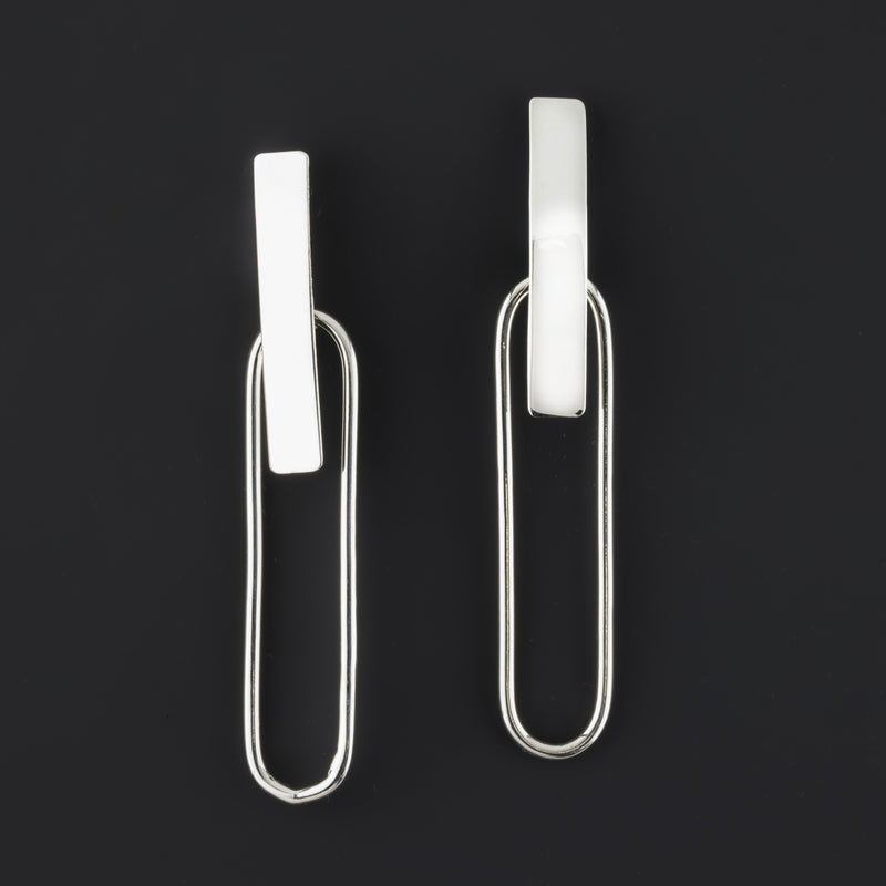 long sterling silver statement drop earrings