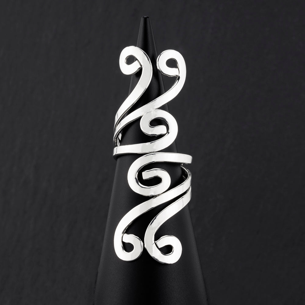 long sterling silver swirl ring