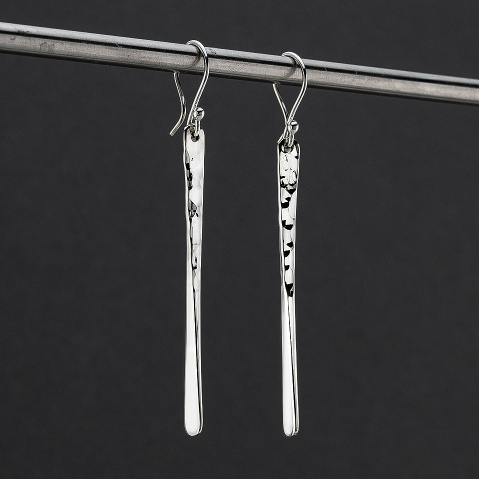 long sterling silver twisted earrings