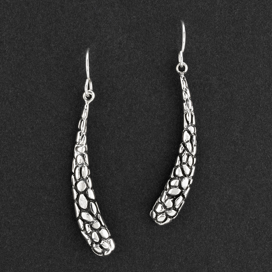long textured silver dangle earrings
