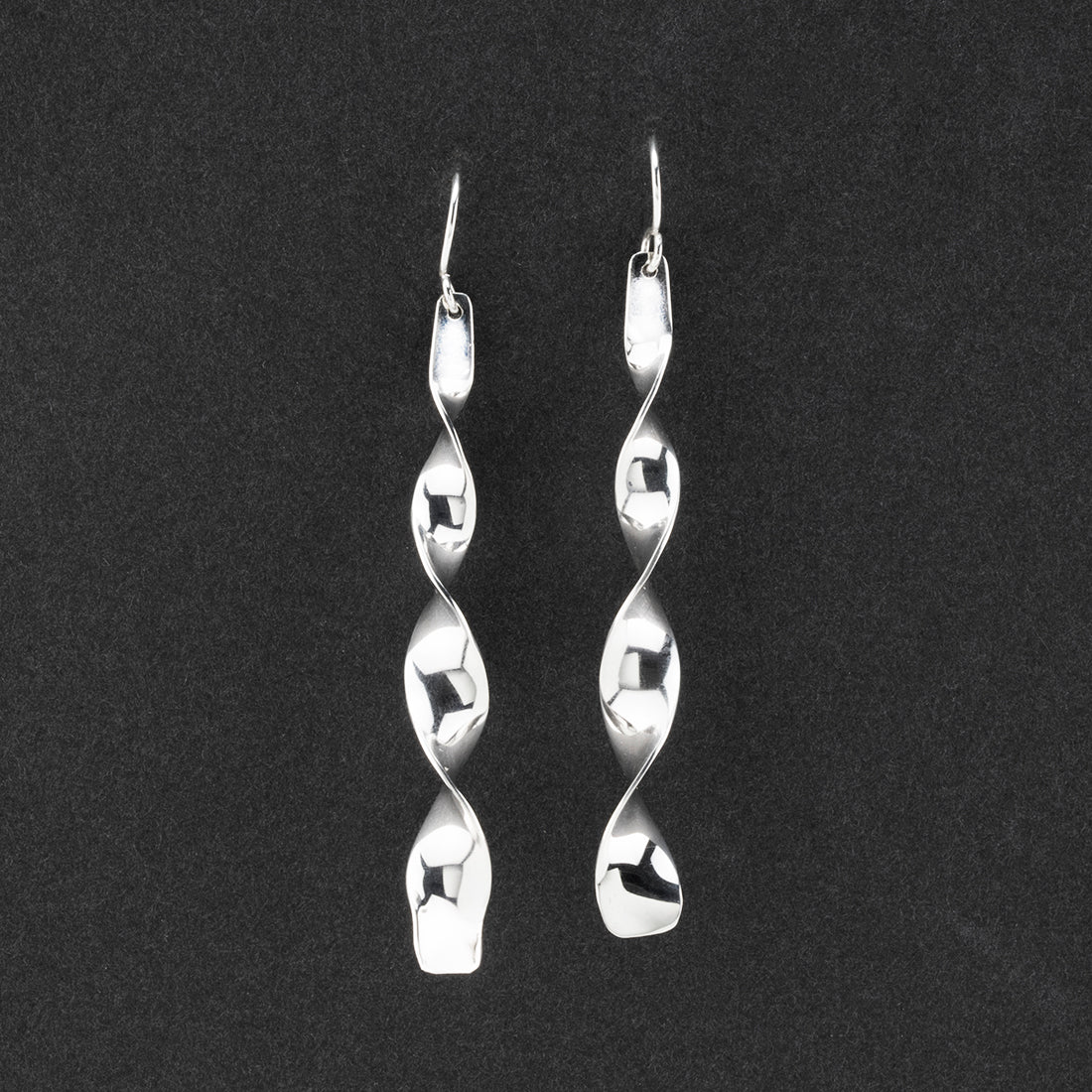 long twist sterling silver dangle earrings