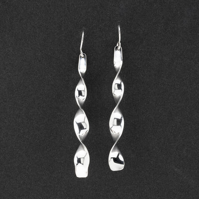 long twist sterling silver dangle earrings