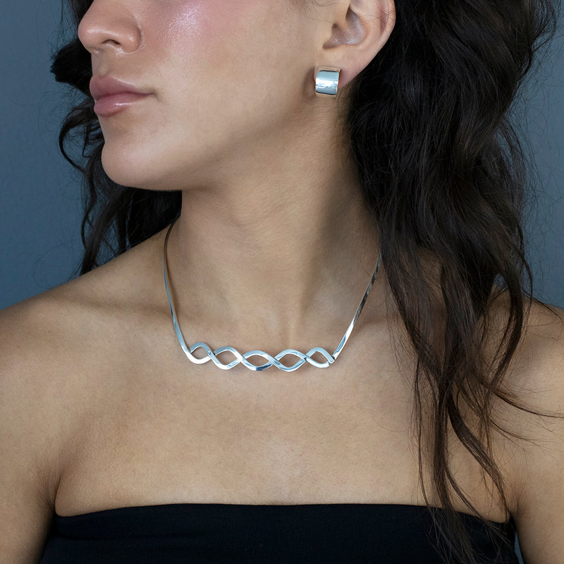 sterling silver intertwoven choker necklace