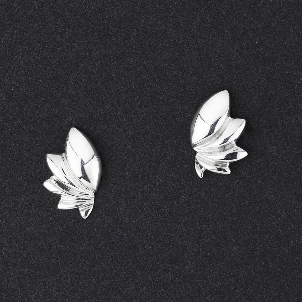 lotus bloom sterling silver stud earrings