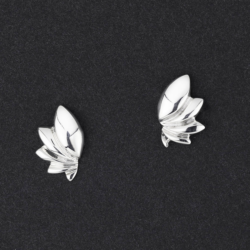 lotus bloom sterling silver stud earrings