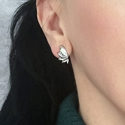 Lotus Bloom Sterling Silver Stud Earrings