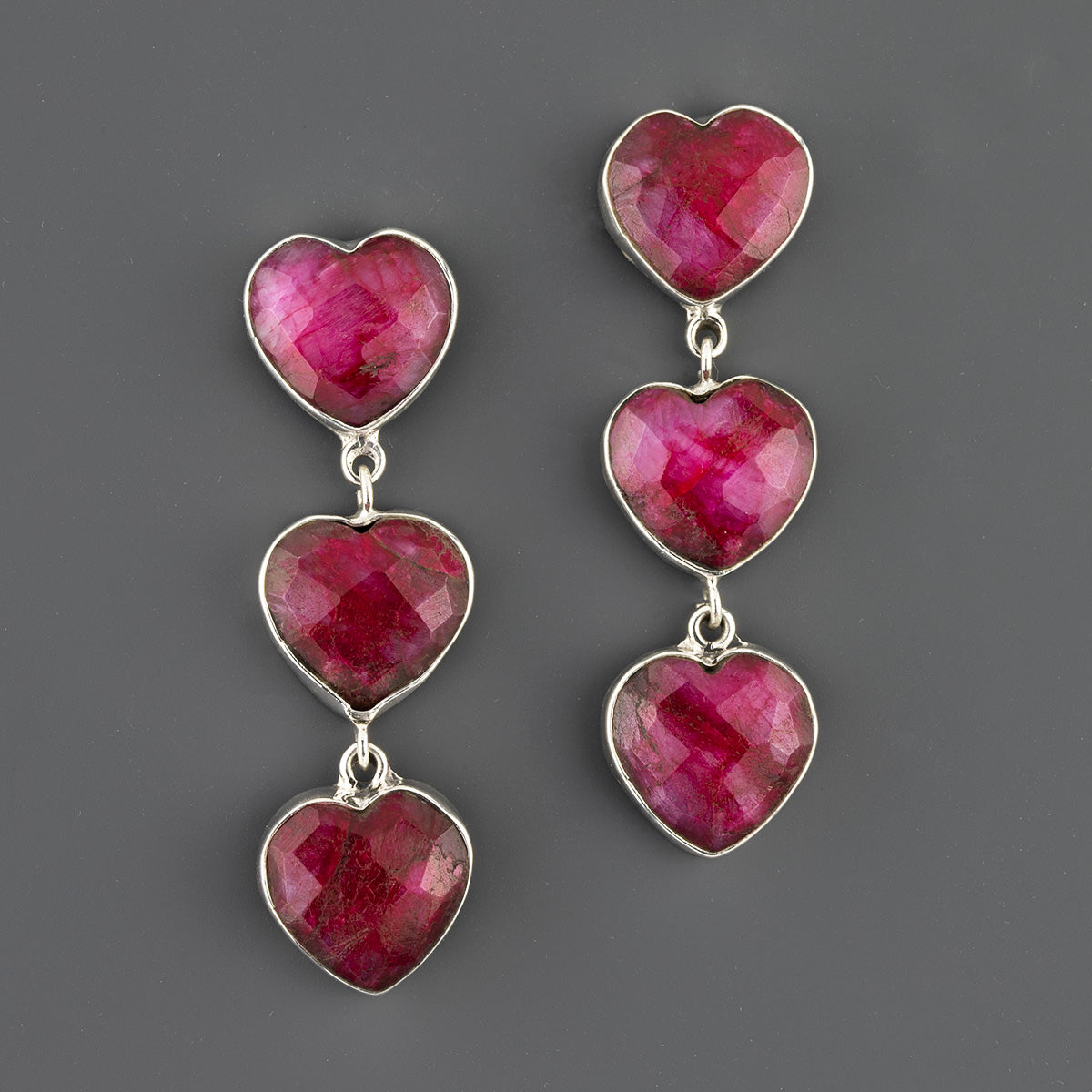 love drops ruby heart earrings