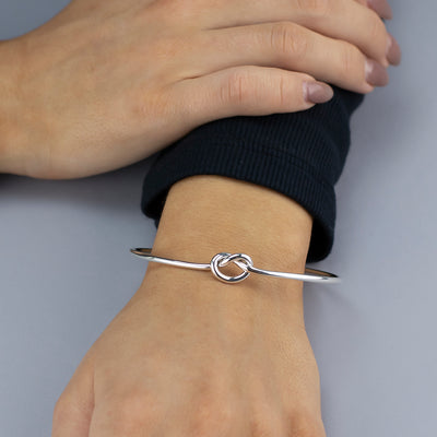Sterling Silver Love Knot Bangle Bracelet