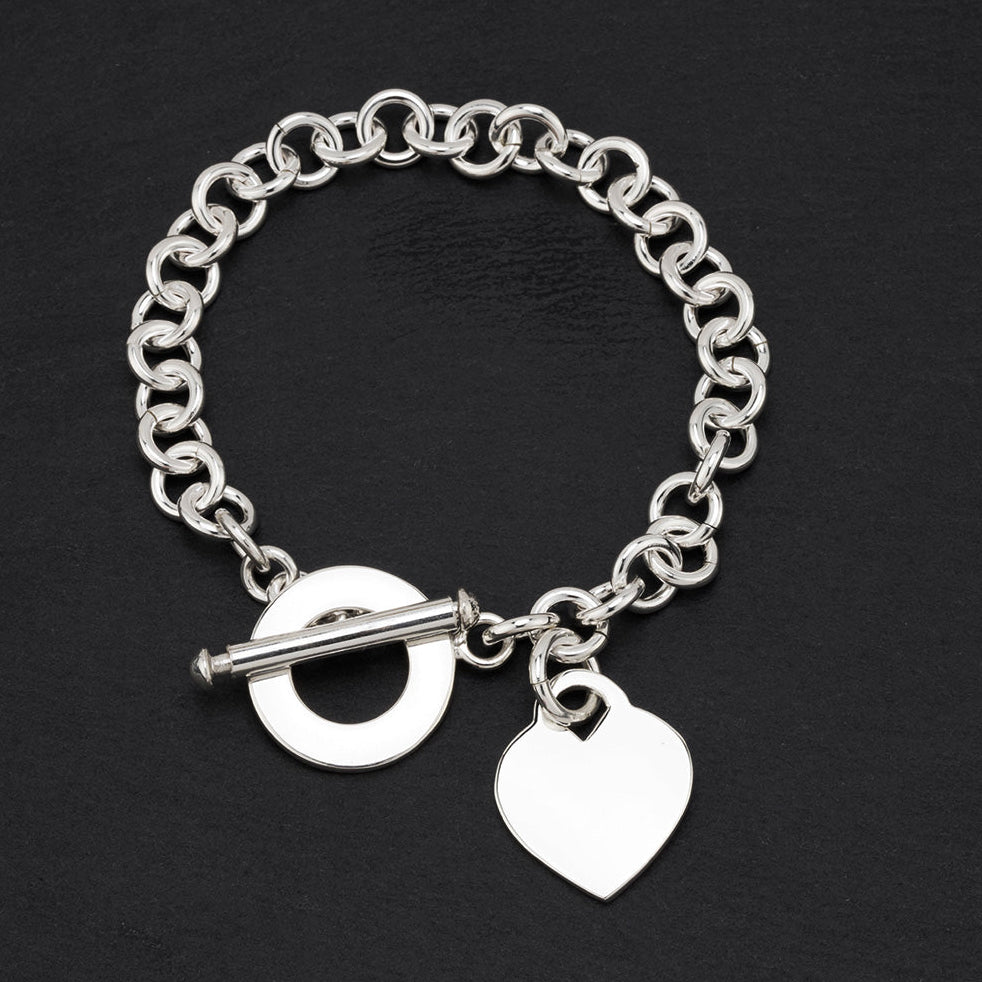 love lock sterling silver toggle bracelet