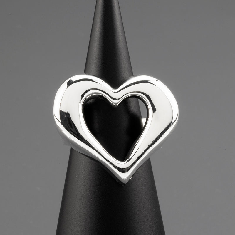love loop chunky silver heart ring