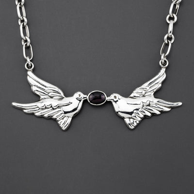 lovebirds Mexican silver necklace