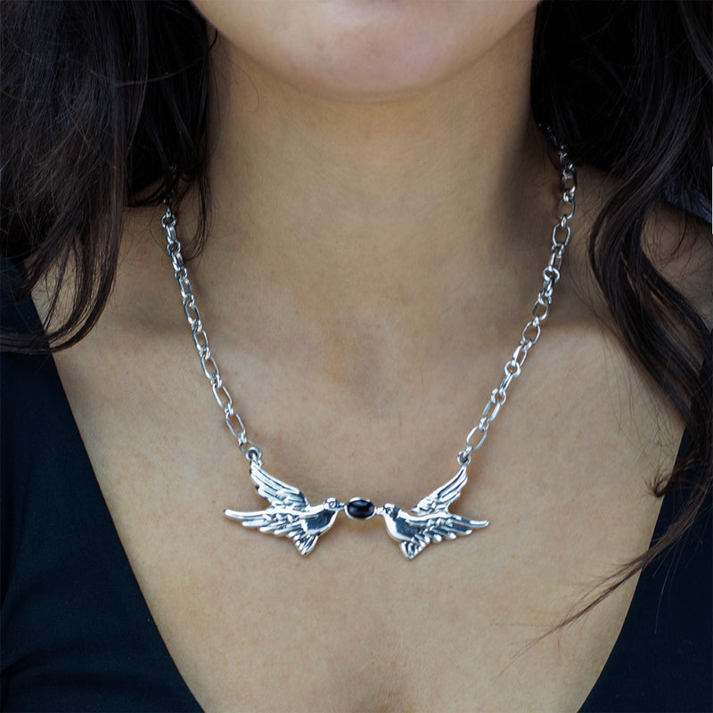 lovebirds Mexican silver necklace