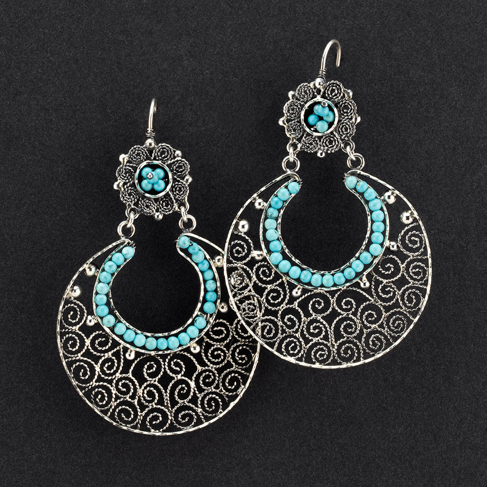 luna azul Mexican silver earrings