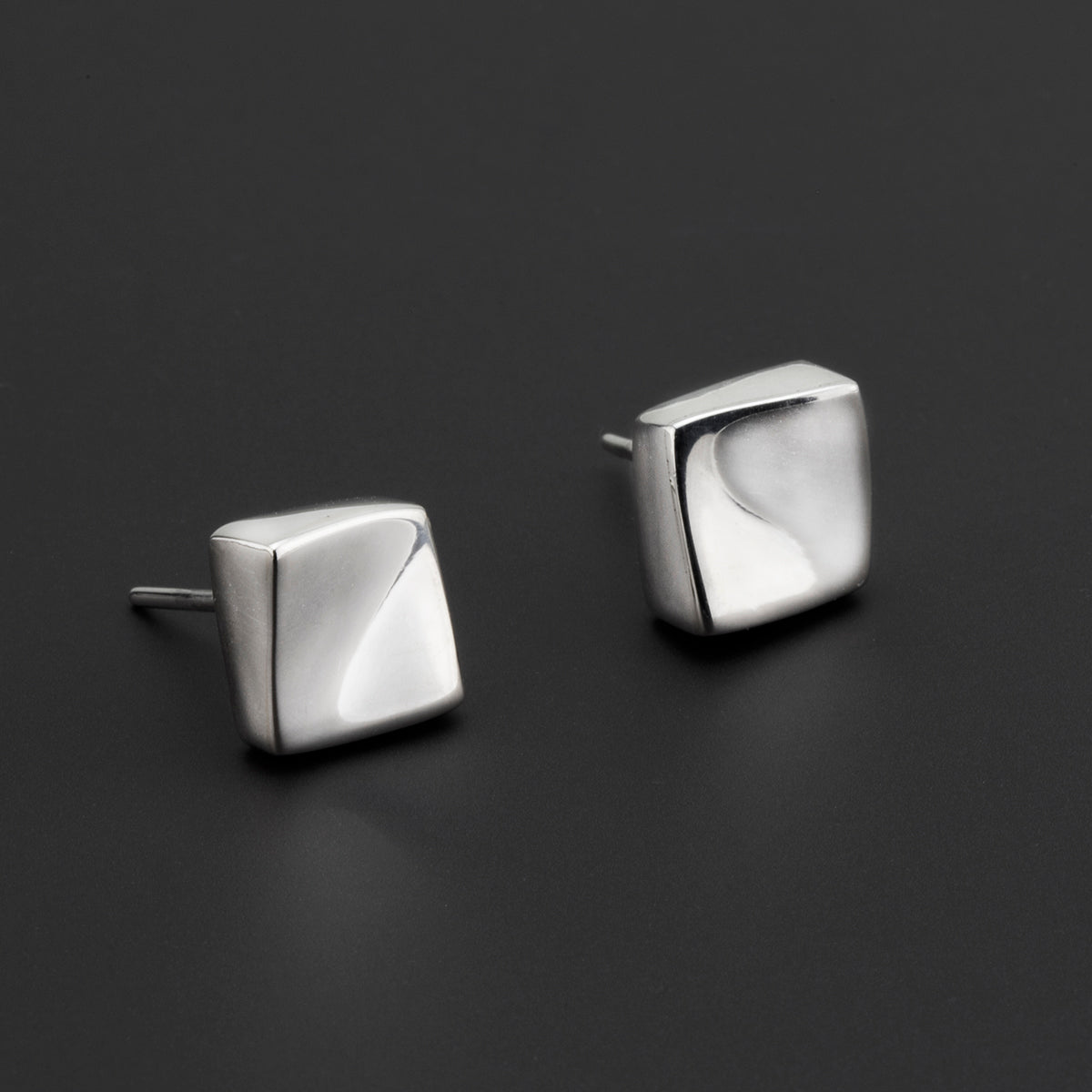 Luna Cuadrada Sterling Silver Stud Earrings