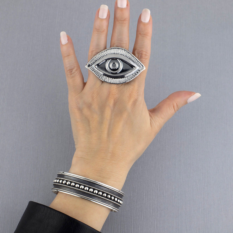 oversized Mexican silver magic eye ring