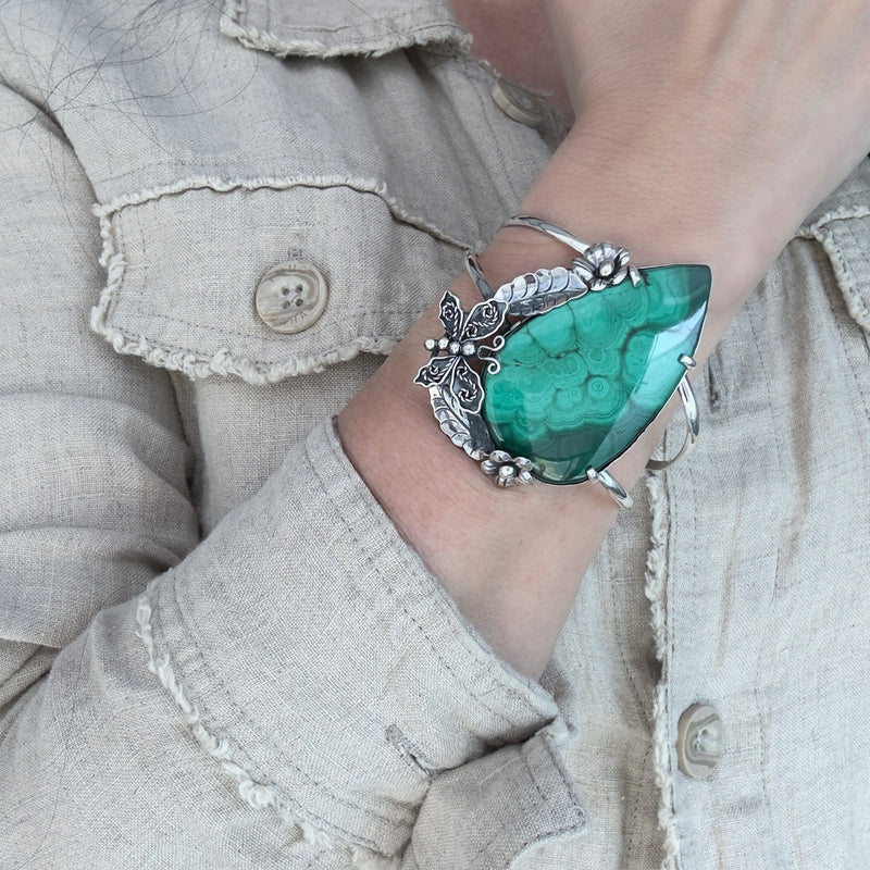 large malachite cuff bracelet