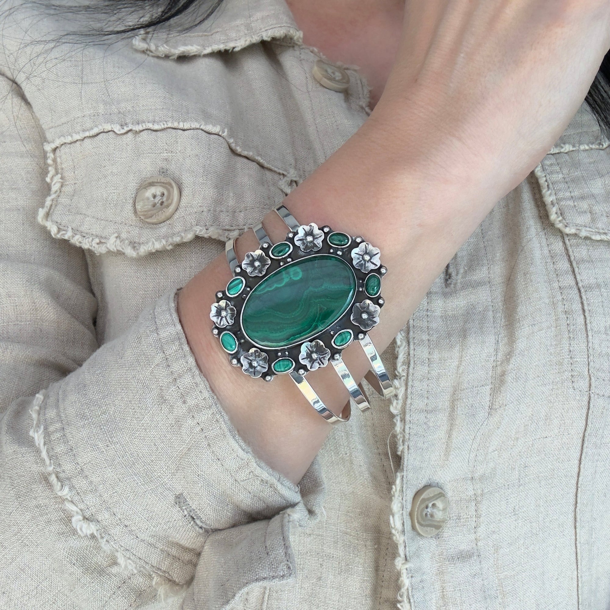 Malachite Garden Cuff Bracelet