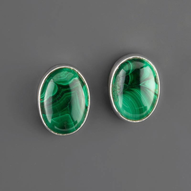 malachite stud earrings