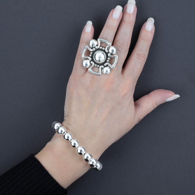 icon cross Mexican silver ring