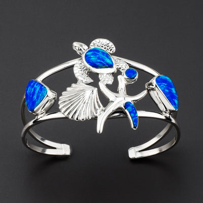 marine blue opal cuff bracelet