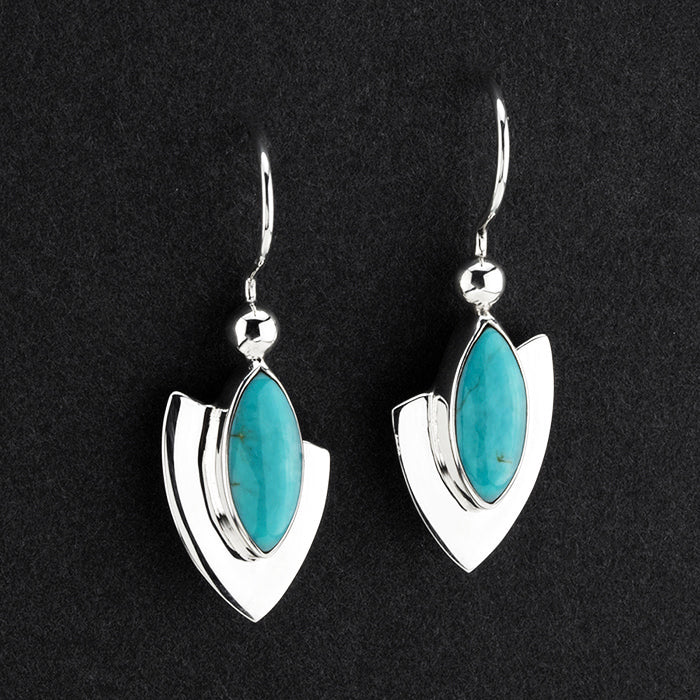 marquise breeze silver and turquoise earrings