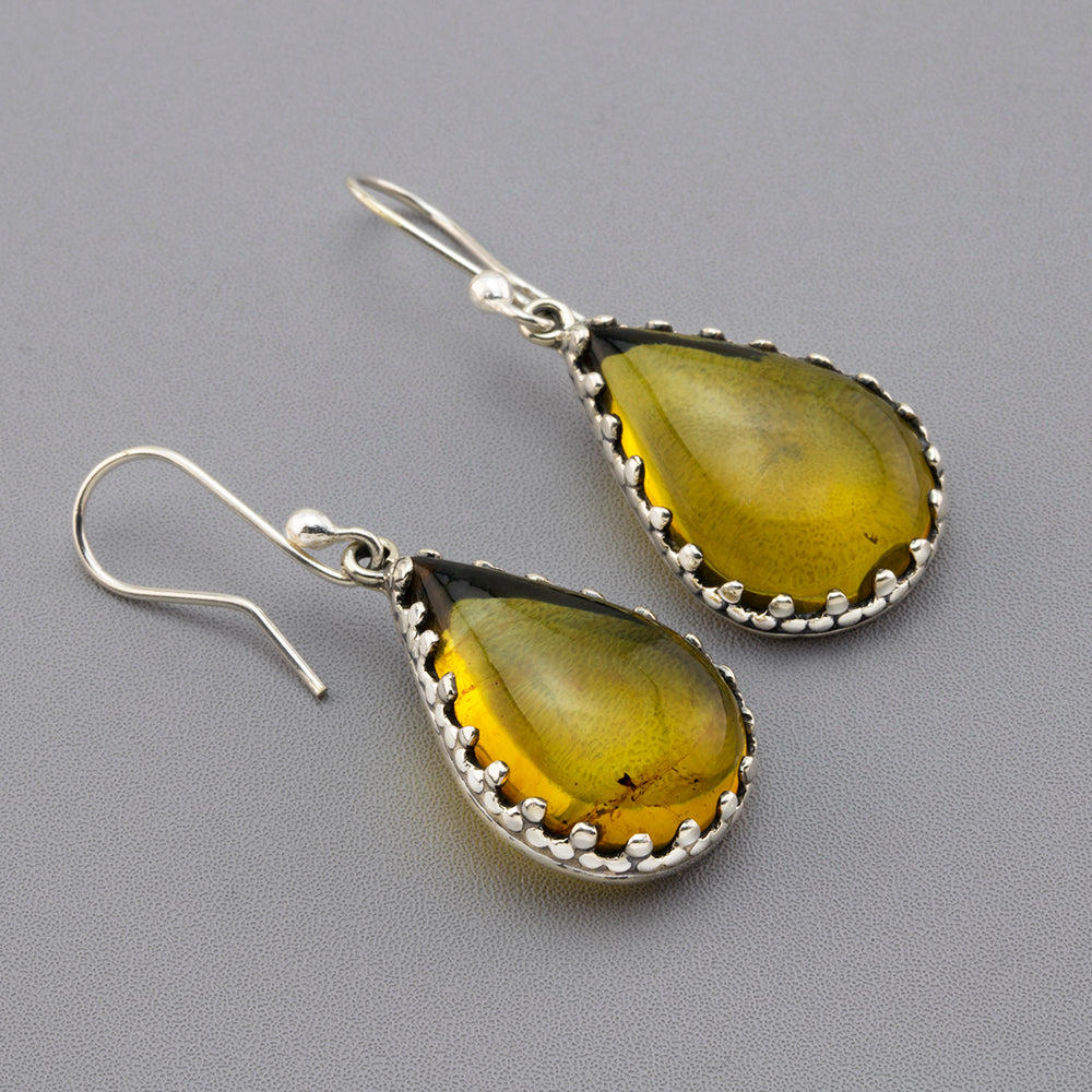 Maya glow amber teardrop earrings