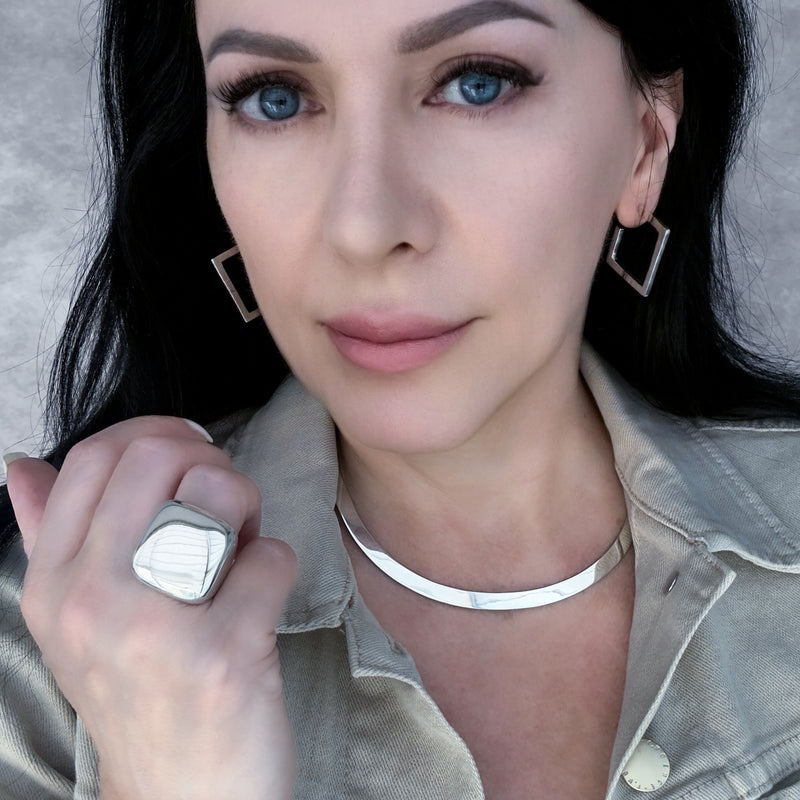 large plain sterling silver ring