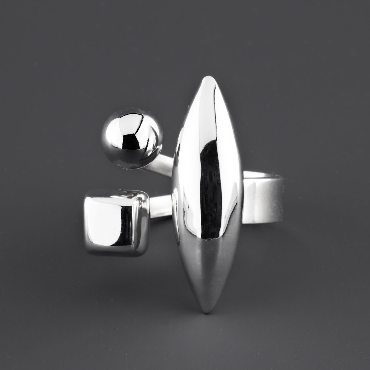 Chunky Geometric Sterling Silver Statement Ring - Reveka Rose