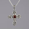 Mexican artisan silver and red amber cross necklace