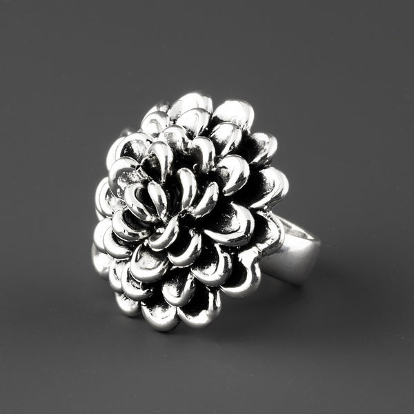 Marigold Chunky Silver Ring | Flower Inspired Jewelry - Reveka Rose