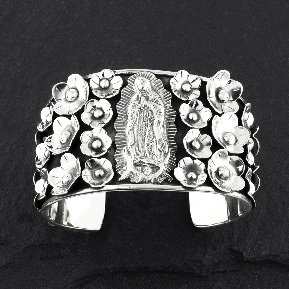 Mexican our lady of guadalupe statement cuff bracelet