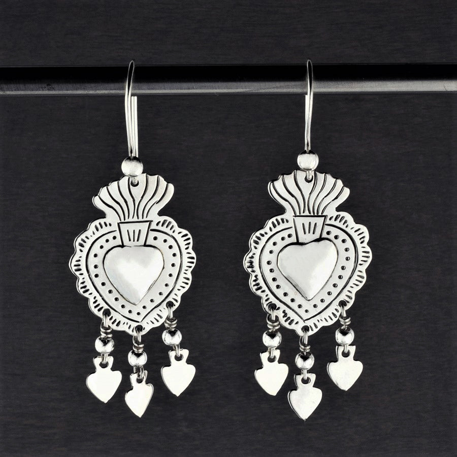 Mexican sacred heart earrings