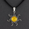 Mexican silver and amber sun necklace