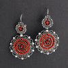 Mexican silver and red coral filigree earrings