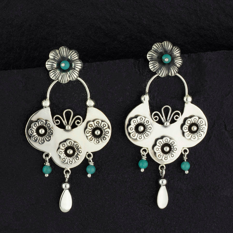 Buy Maati Floral Antique Oxidized Chandbali Earrings | Tarinika - Tarinika  India