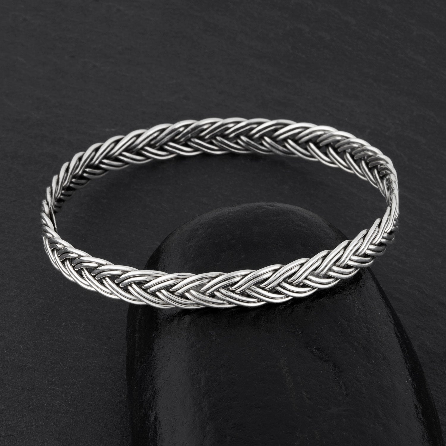 Mexican silver braided bangle bracelet