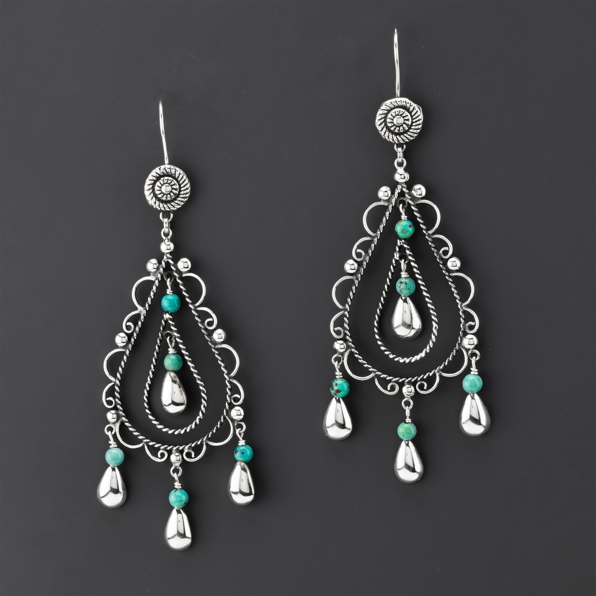 Mexican silver chandelier earrings