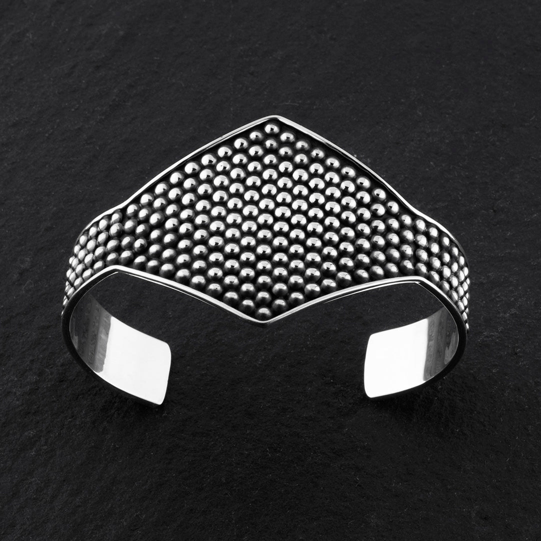 Mexican silver diamond shape dot bead cuff bracelet