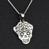 Mexican silver Frida sugar skull necklace