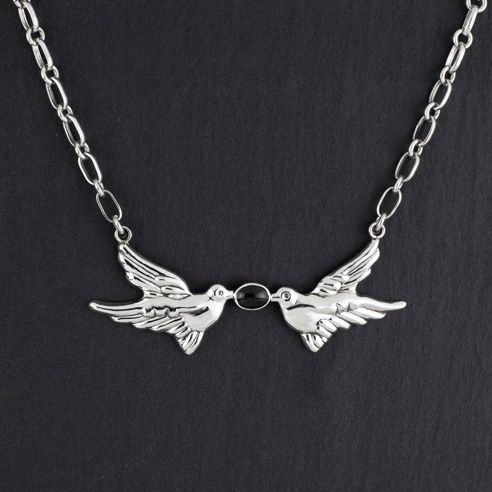 Mexican silver lovebirds necklace