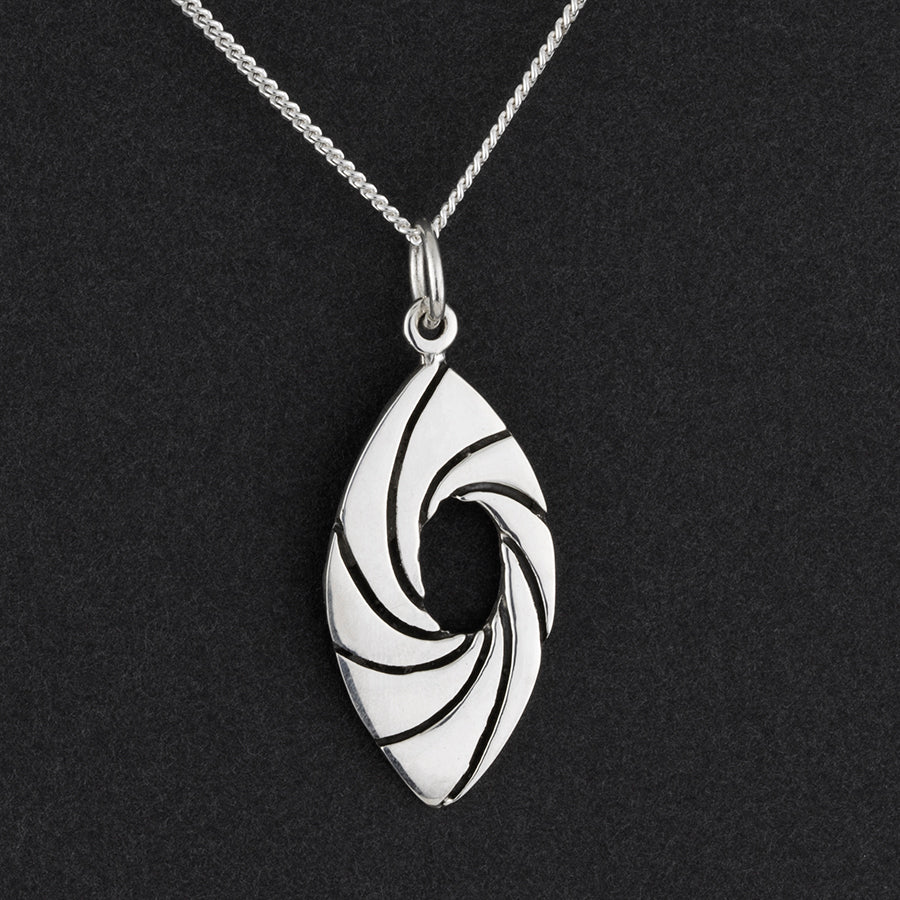 Mexican silver marquise pendant necklace