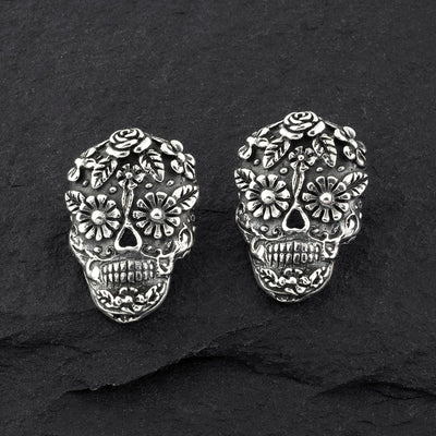 Mexican silver sugar skull stud earrings