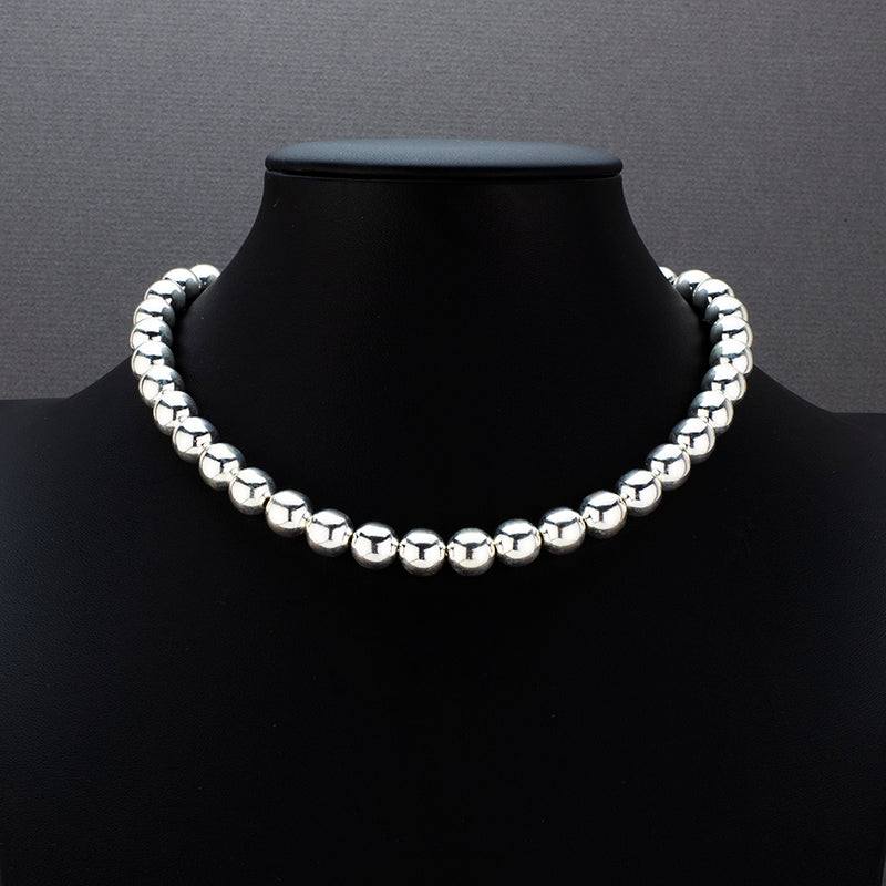 Mexican sterling silver 10mm bead ball necklace